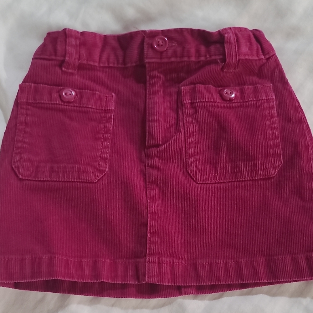 Burgundy Corduroy Skirt with Pockets
